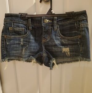 Distressed jean short shorts size 5